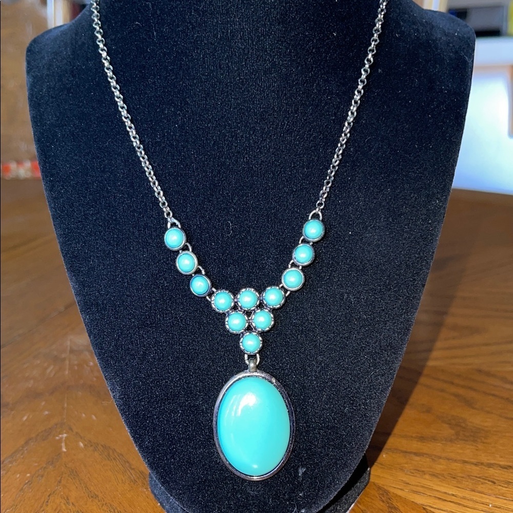 Liz Claiborne Silver Necklace with Turquoise Accents
